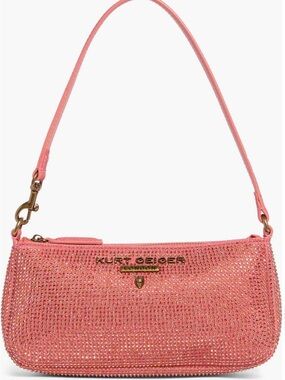 Kurt Geiger Coral Pink Crystal Shoulder Bag